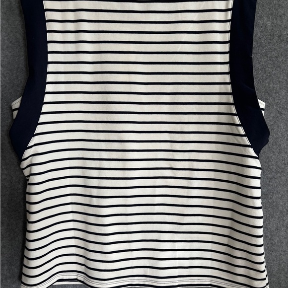 NEW Striped Cotton French Terry Utility
Sleeveless Top L White/Navy - Picture 3 of 10